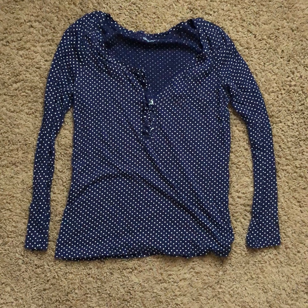 Blue polka dot long sleeve shirt